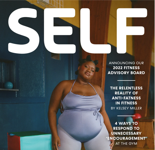 Magazine cover with a plus size woman.