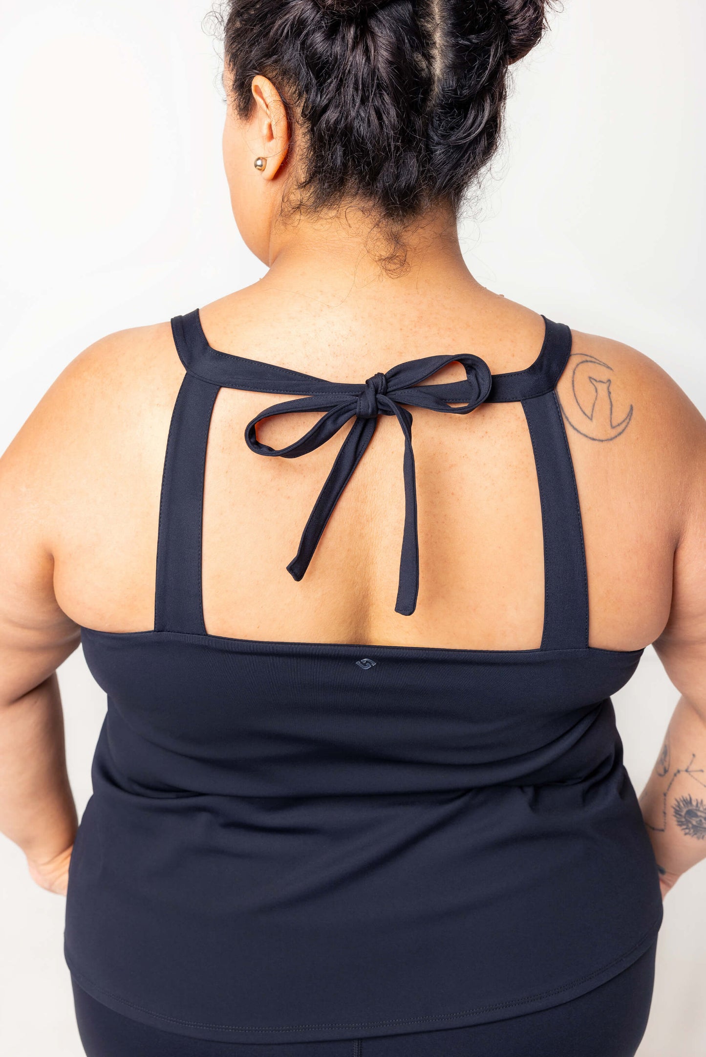 Back view of black Plus size swim tankini size 2X