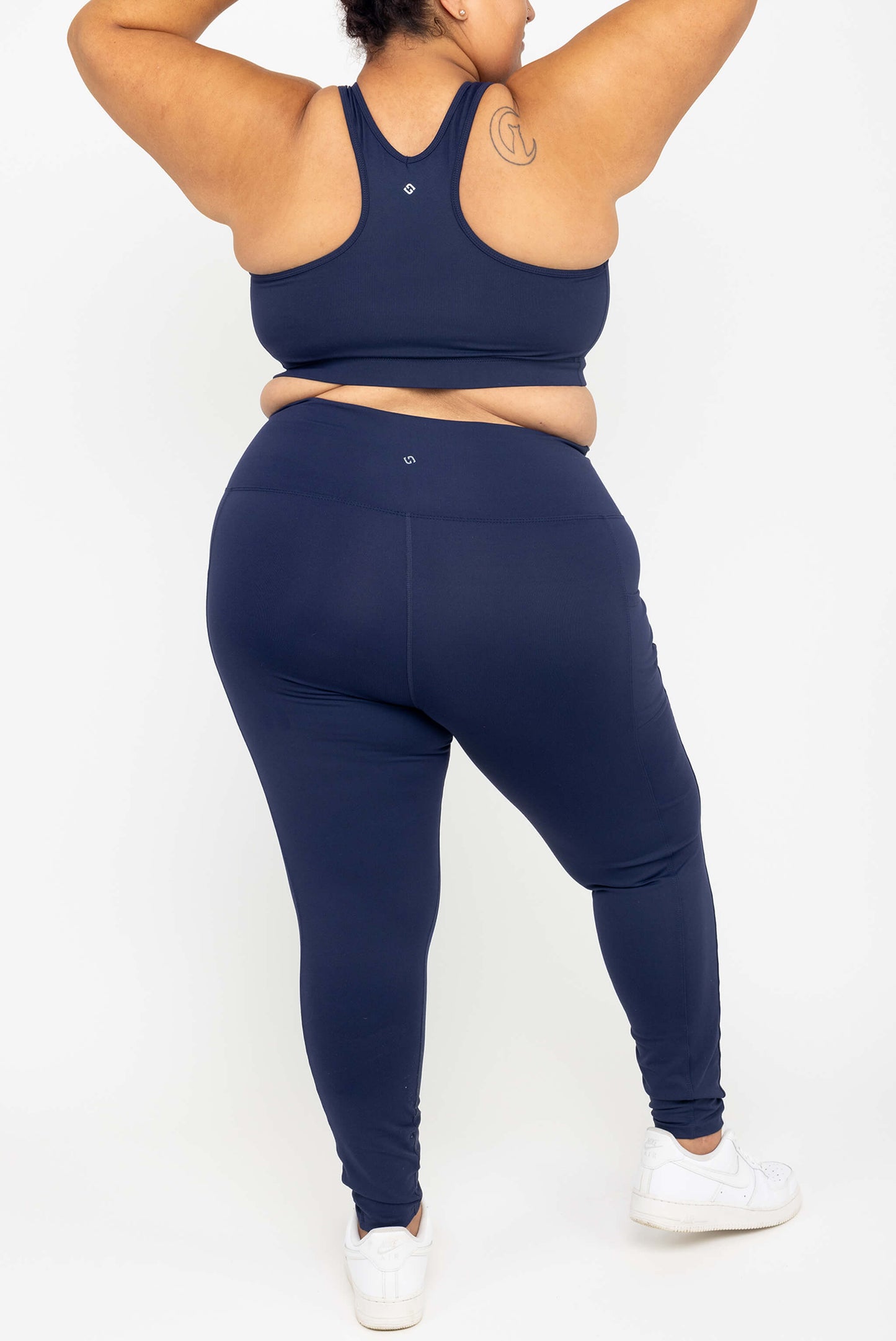 Back view of Superfit Hero SuperHold™ 7/8 Leggings, color Navy, Size 2X