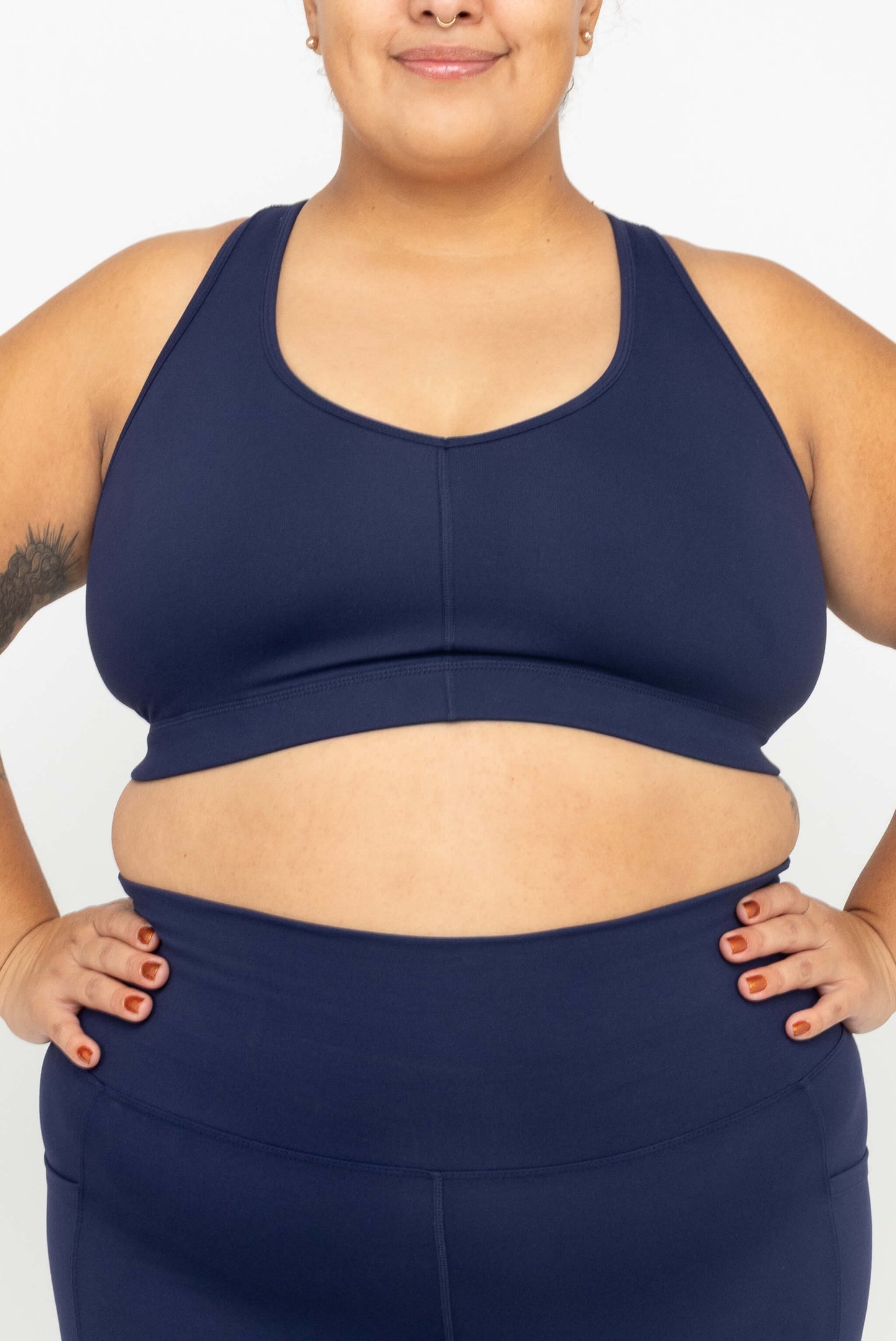 Front view of Superfit Hero SuperHold™ V-neck Sports Bra, color Navy, size 2X