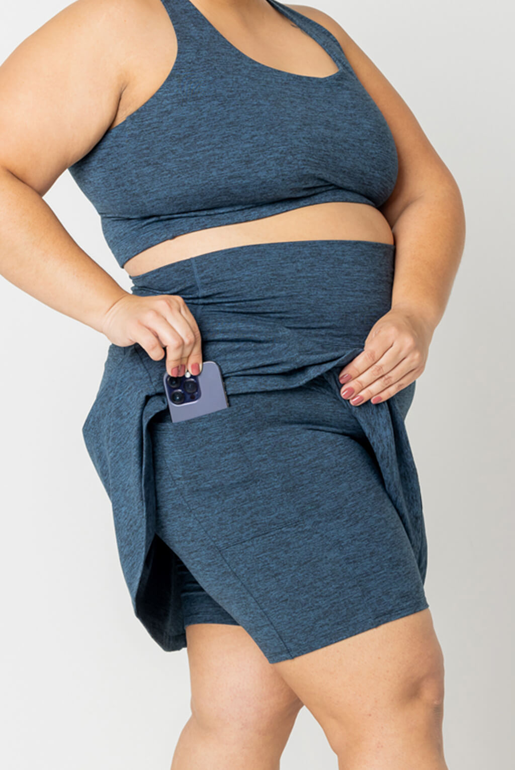 Closeup of phone pocket in Superfit Hero SuperSoft plus size skort