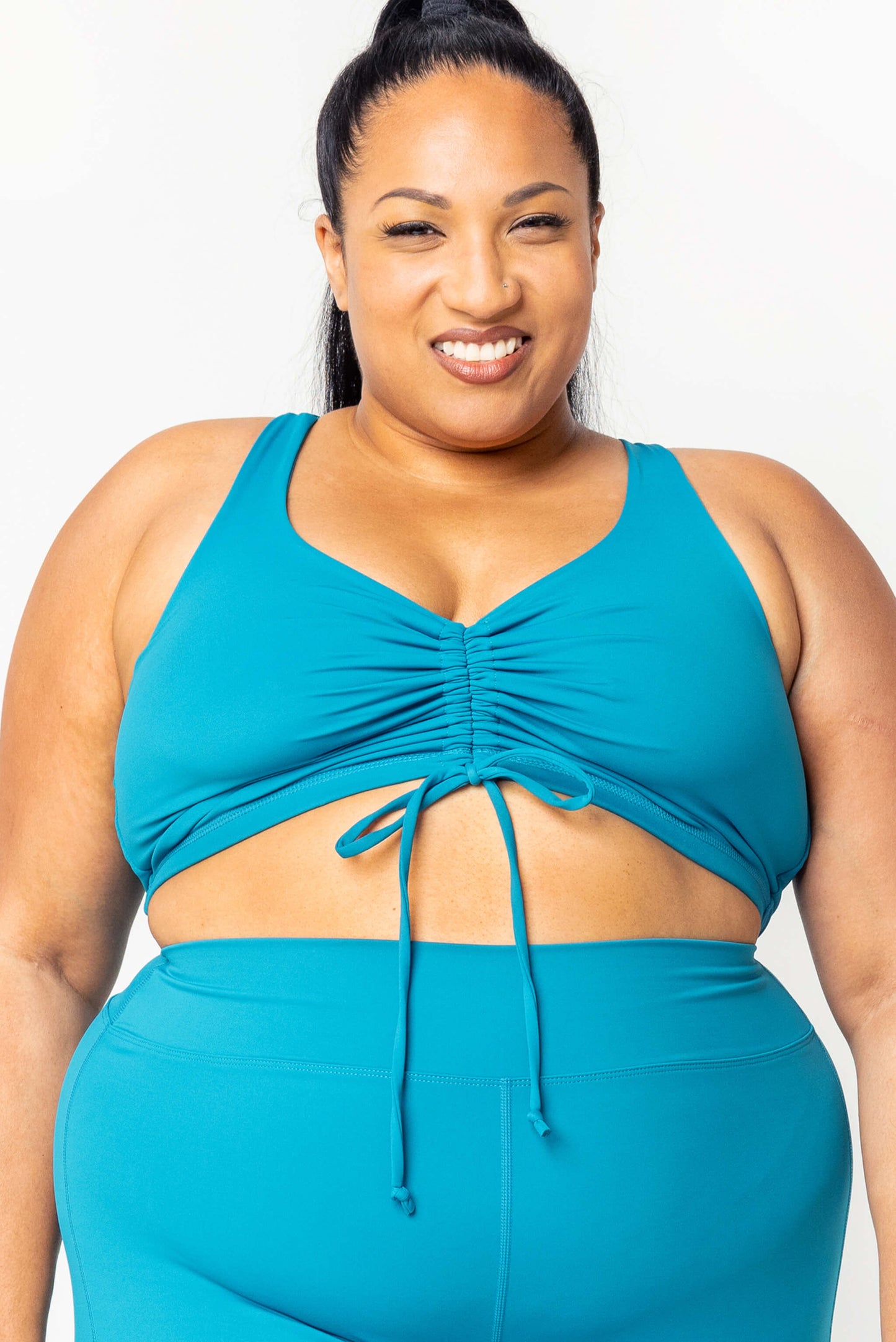 Plus size cinched bikini teal