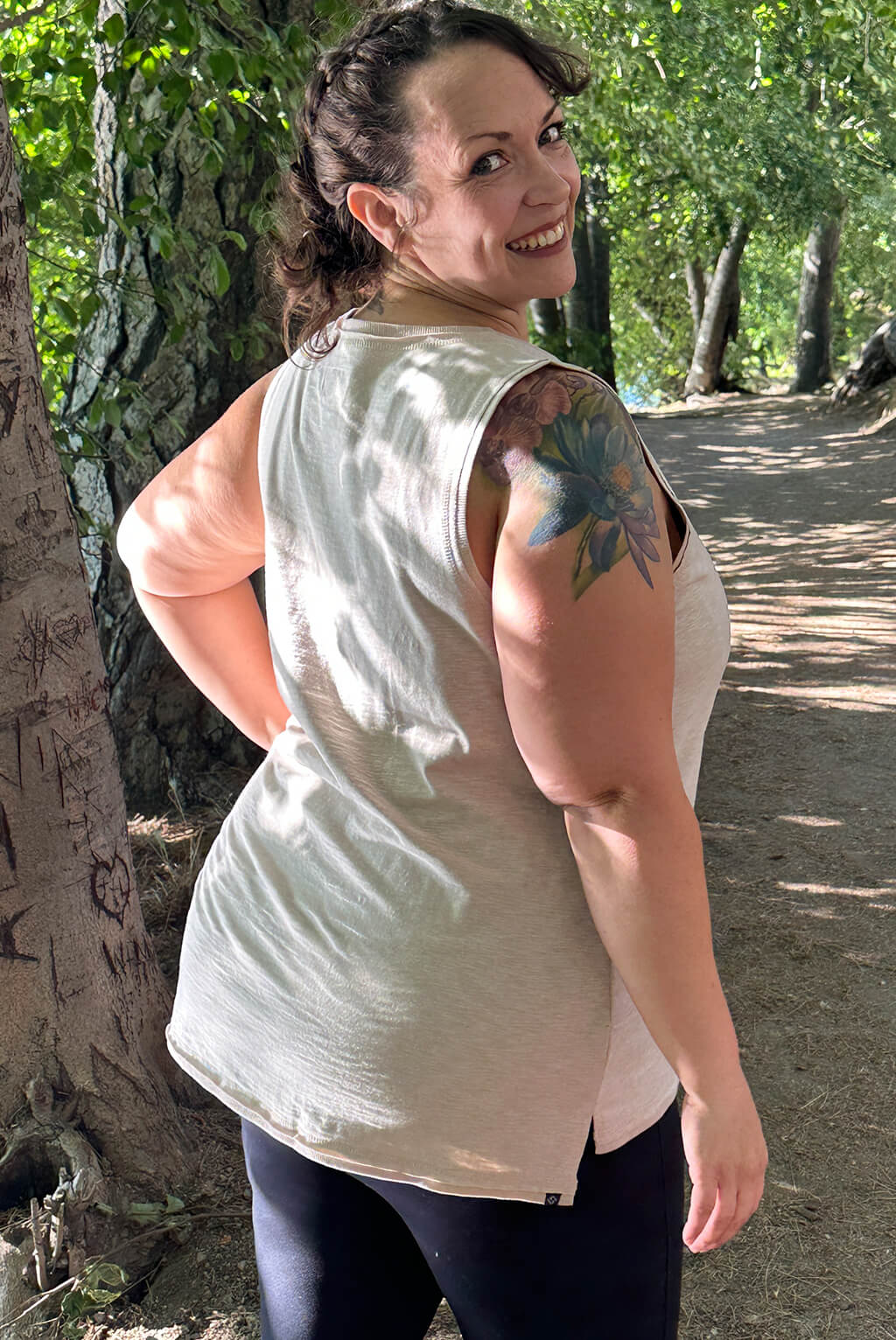Back view of textured muscle tank.