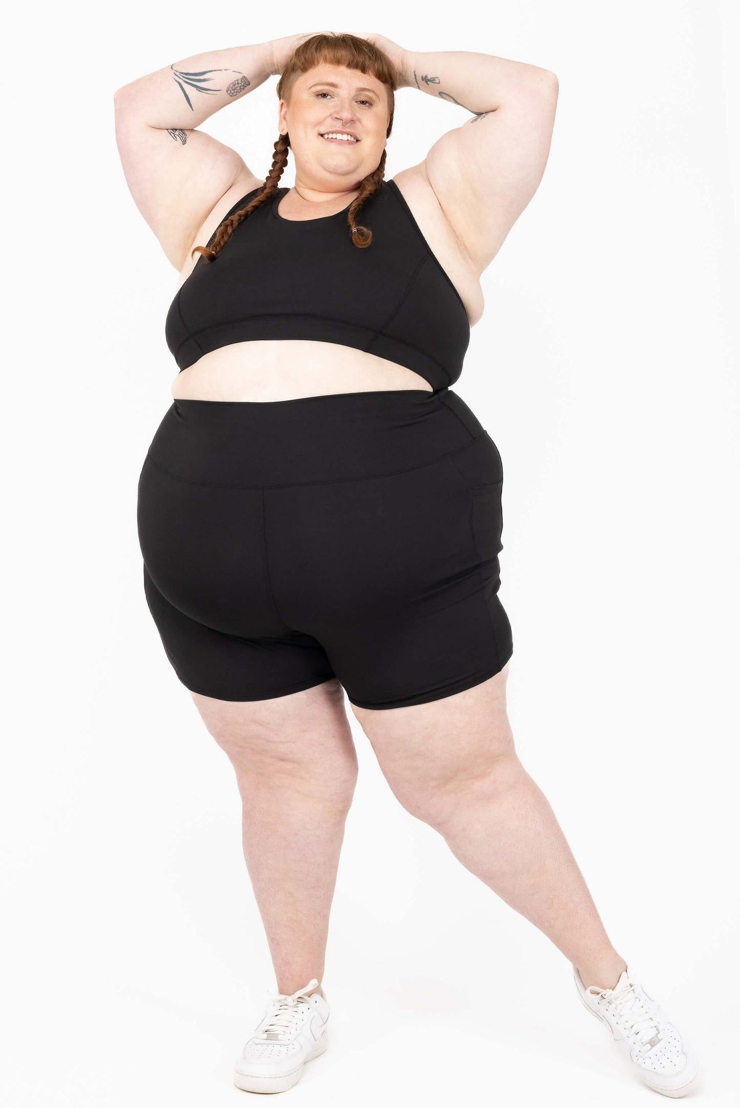 Plus size 6 inch biker shorts with pockets Black size 5X