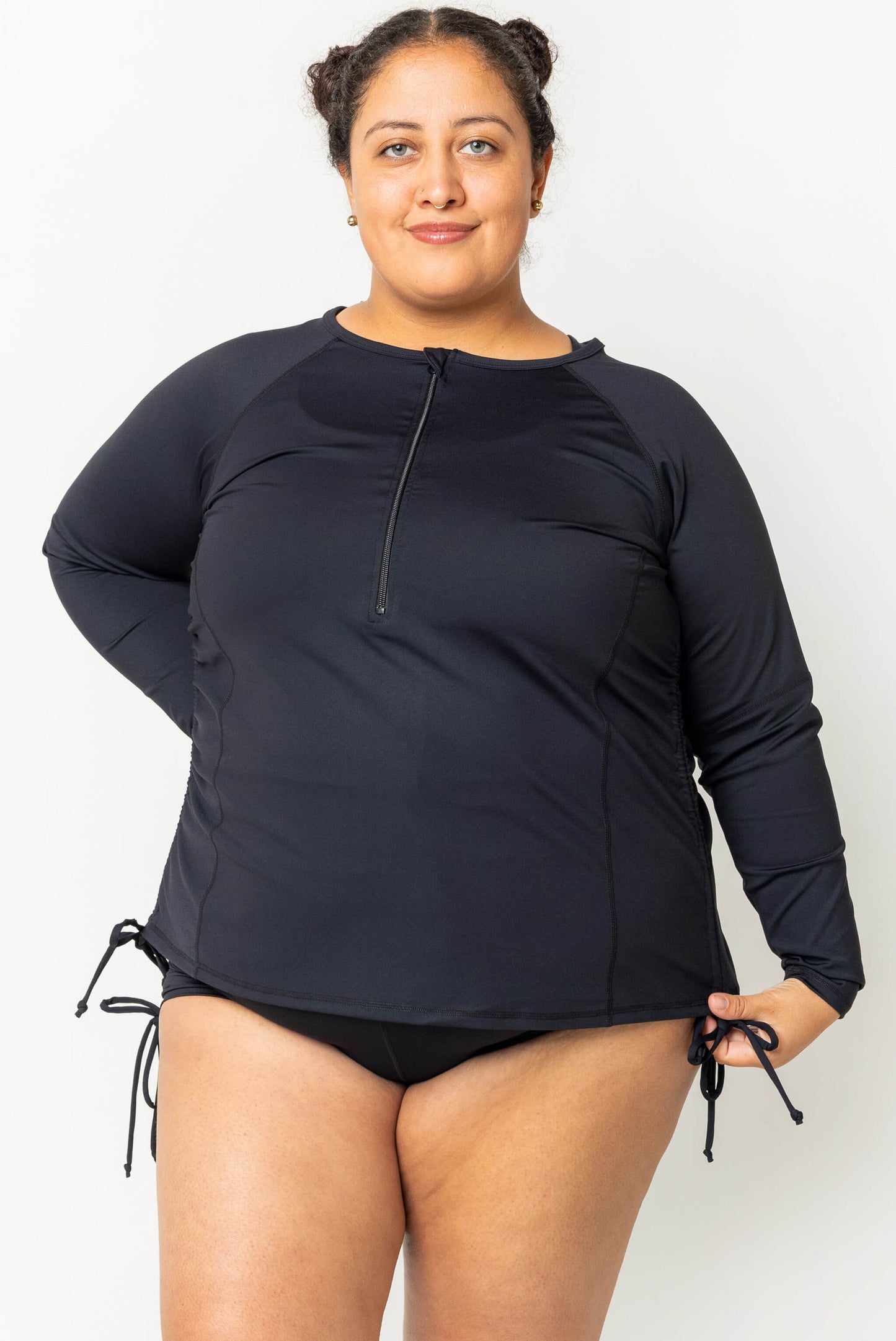 Size 2X black plus size rash guard long