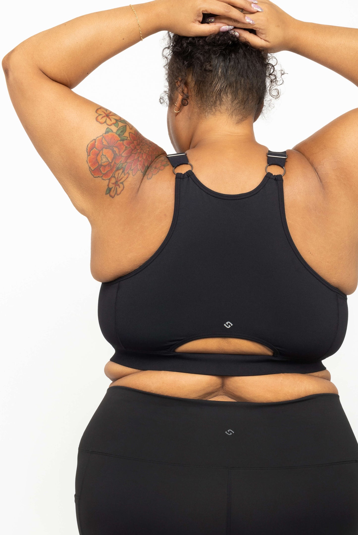 Superfit Hero plus size zip front sports bra for women with larger busts, size 3X back view