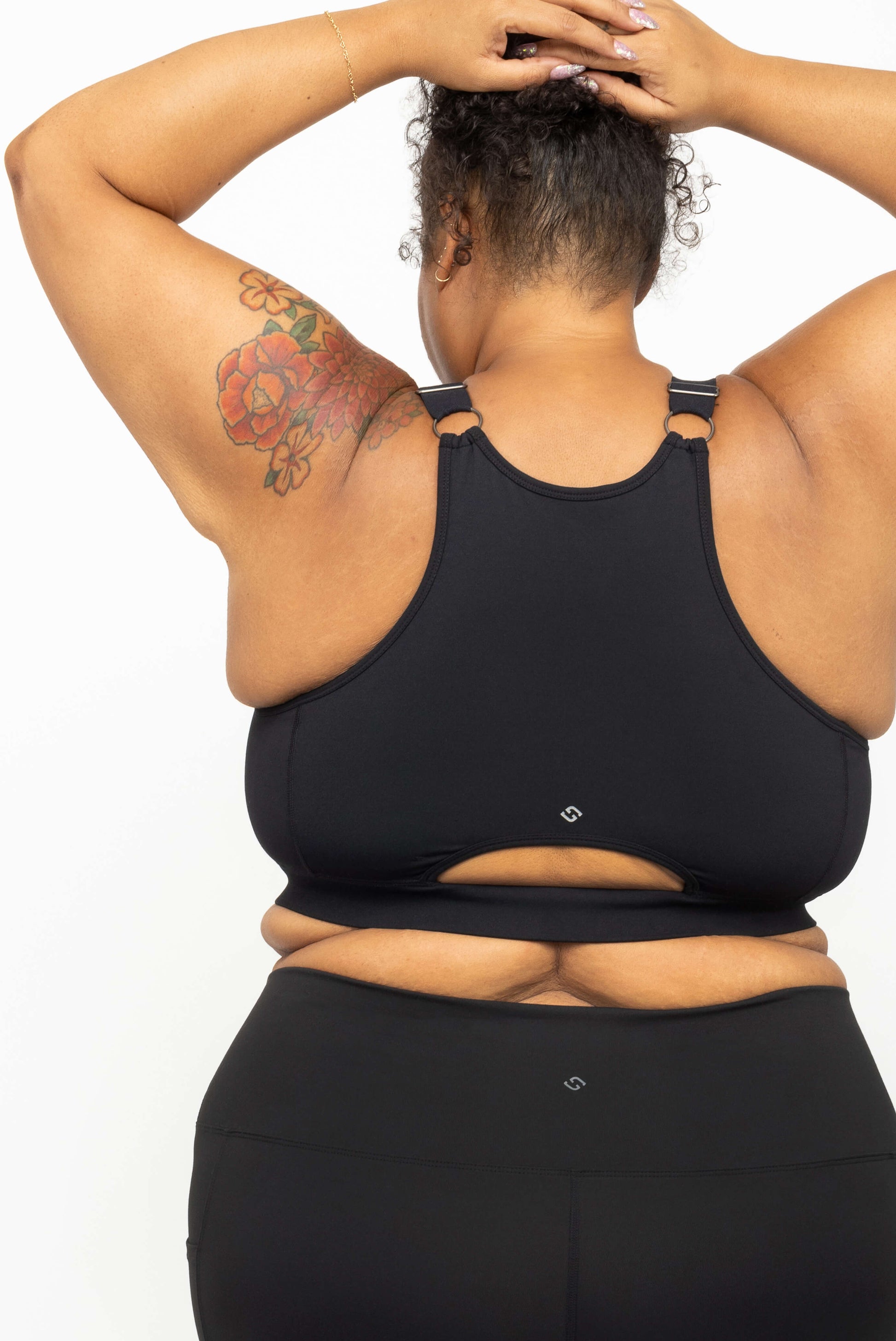 Superfit Hero plus size zip front sports bra for women with larger busts, size 3X back view