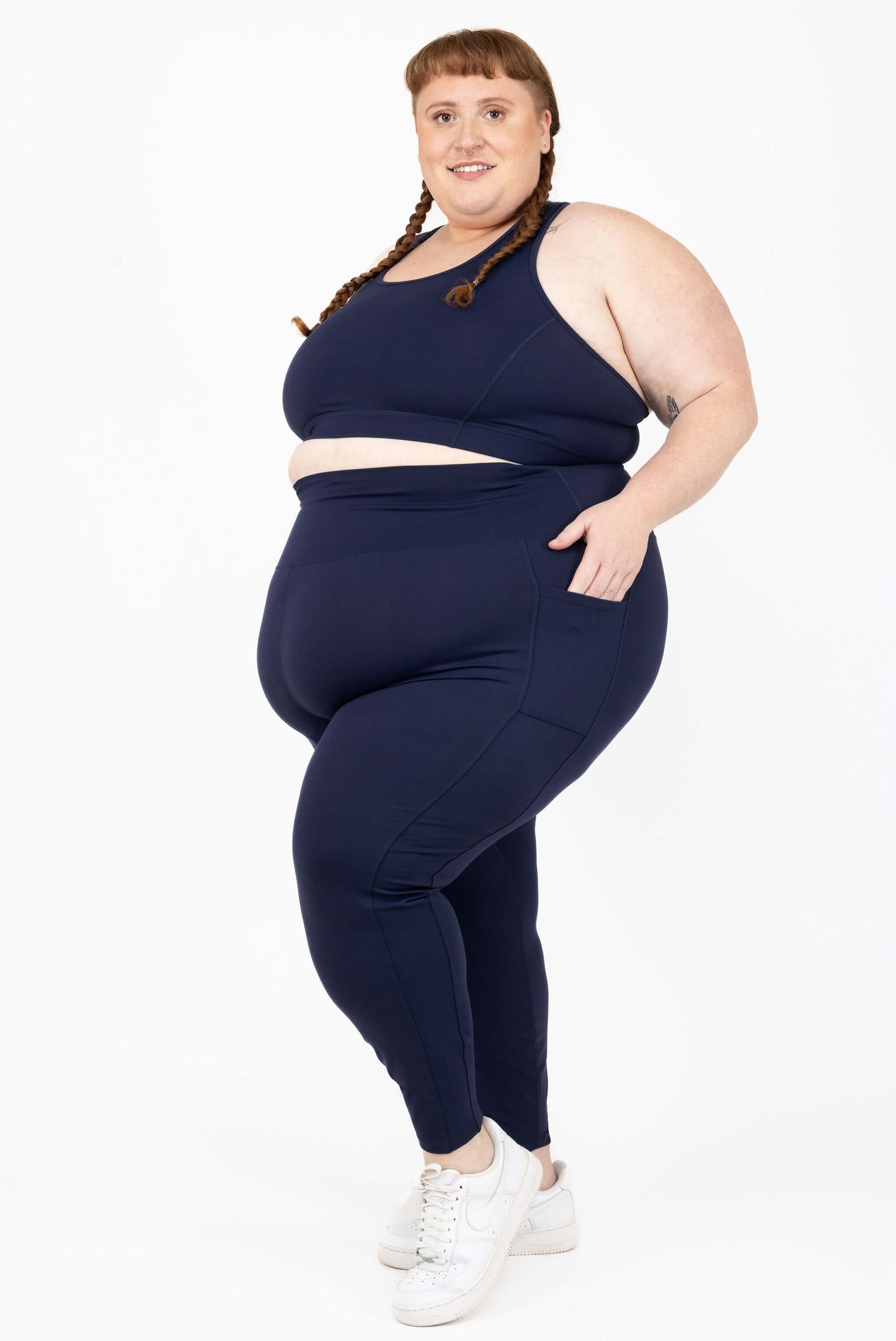 Plus Size SuperHold Navy 7/8 leggings size 5X profile