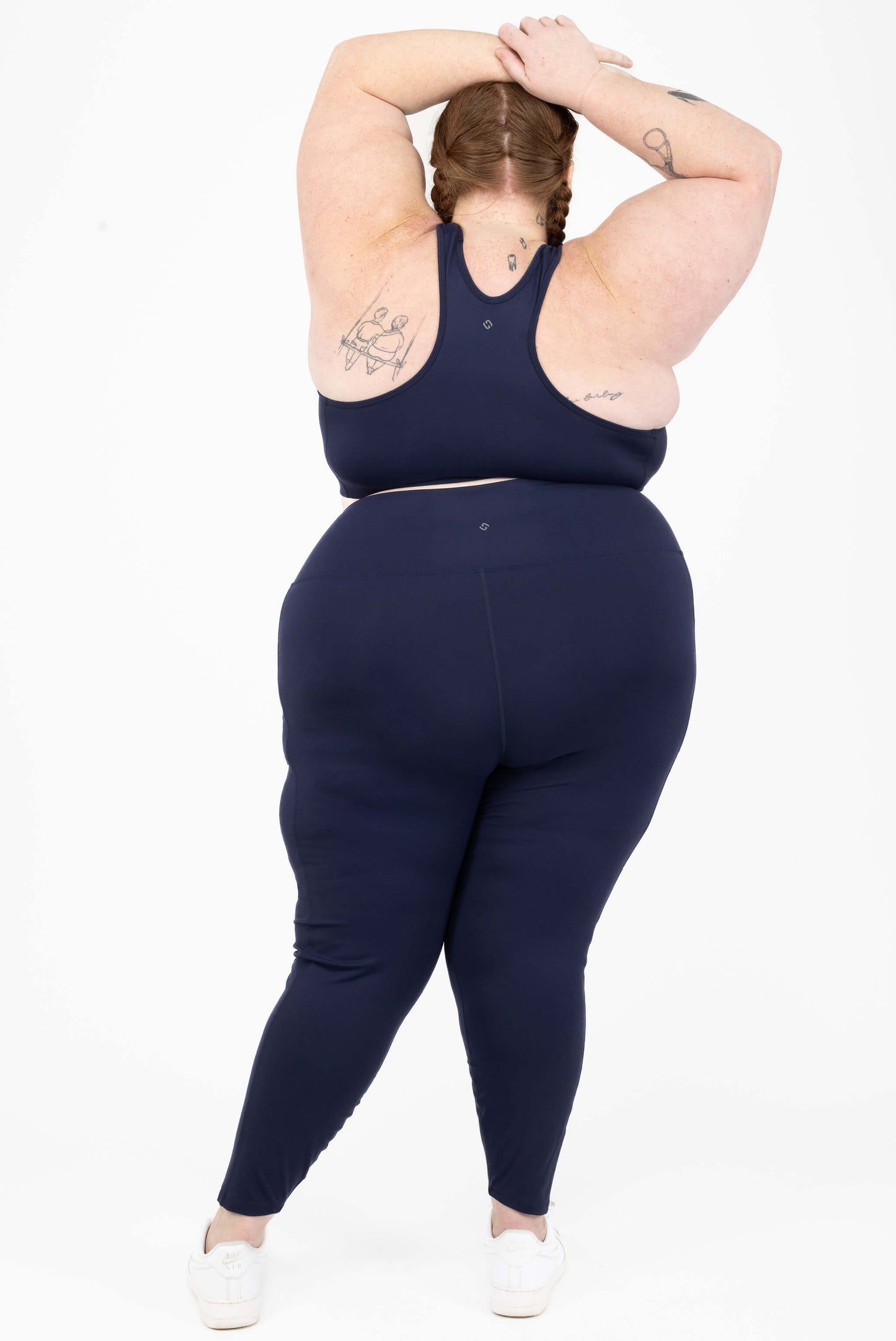 Plus Size SuperHold Navy 7/8 leggings size 5X back view