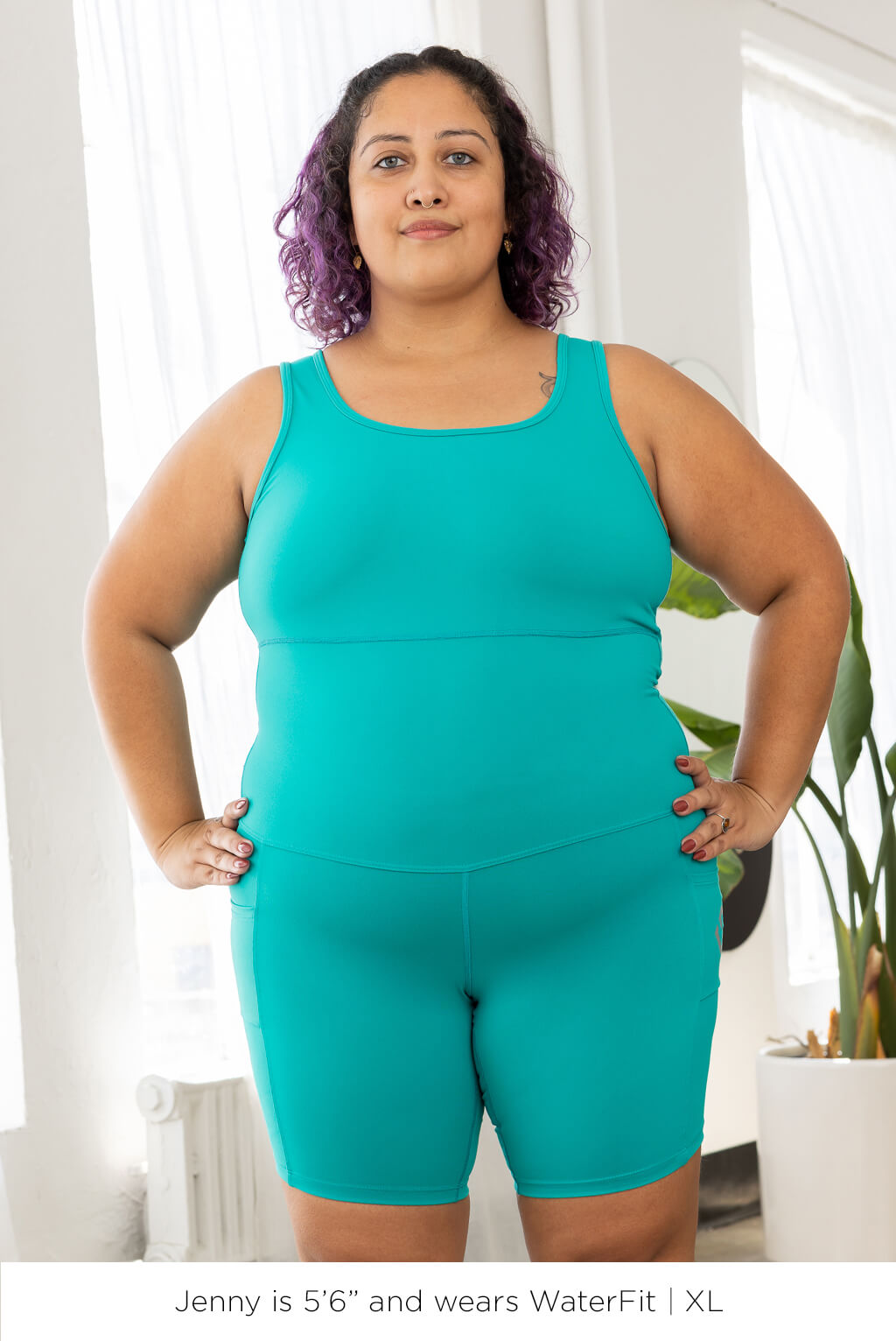 Plus size model wearing Bodysuit Jade in size XL by Superfit Hero.