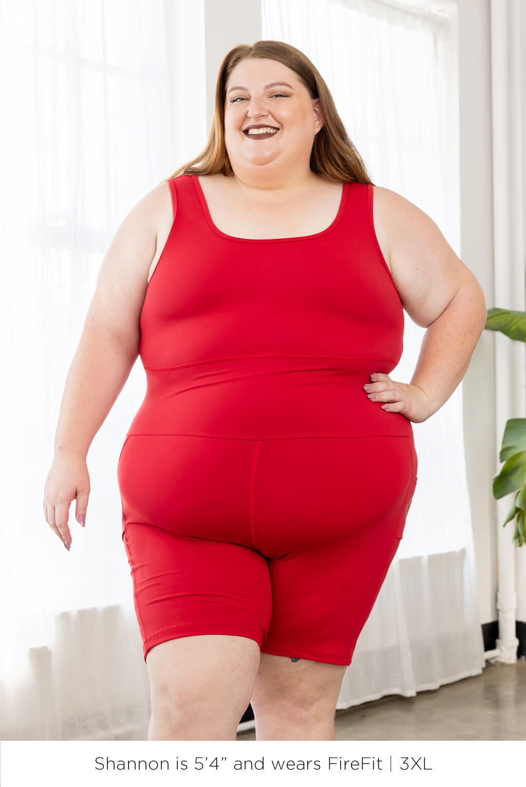 Plus size model wearing Bodysuit Cherry in size 3XL by Superfit Hero.