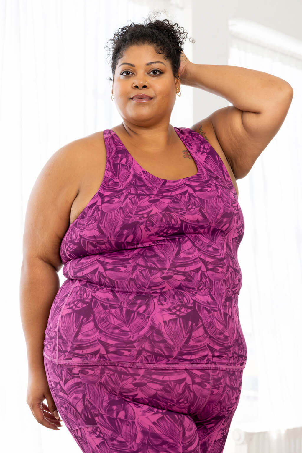 Superfit Hero's Shelf Bra Tank Top in Cactus Leaf print.