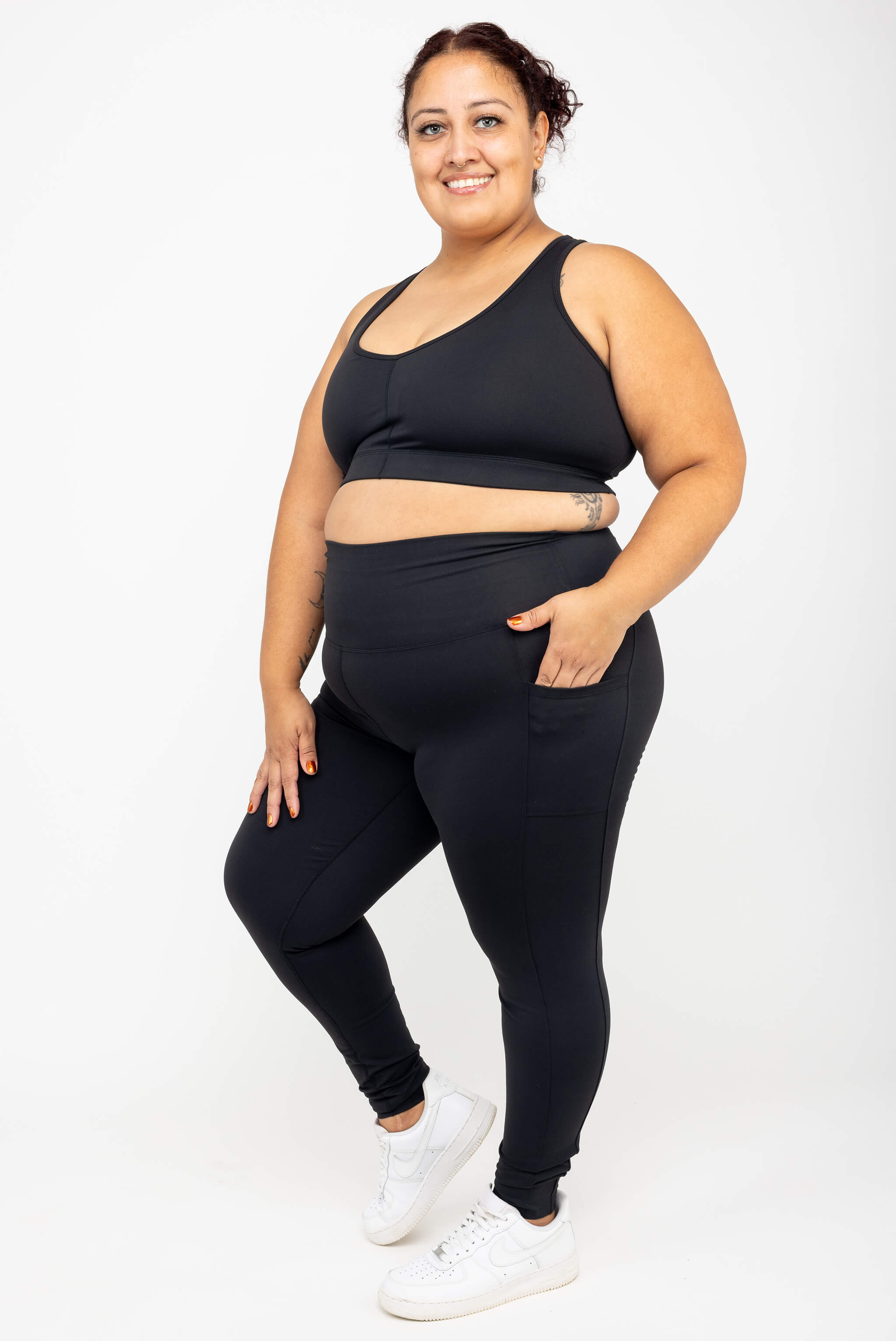 Plus Size Pocket Ankle Leggings - Black | Superfit Hero