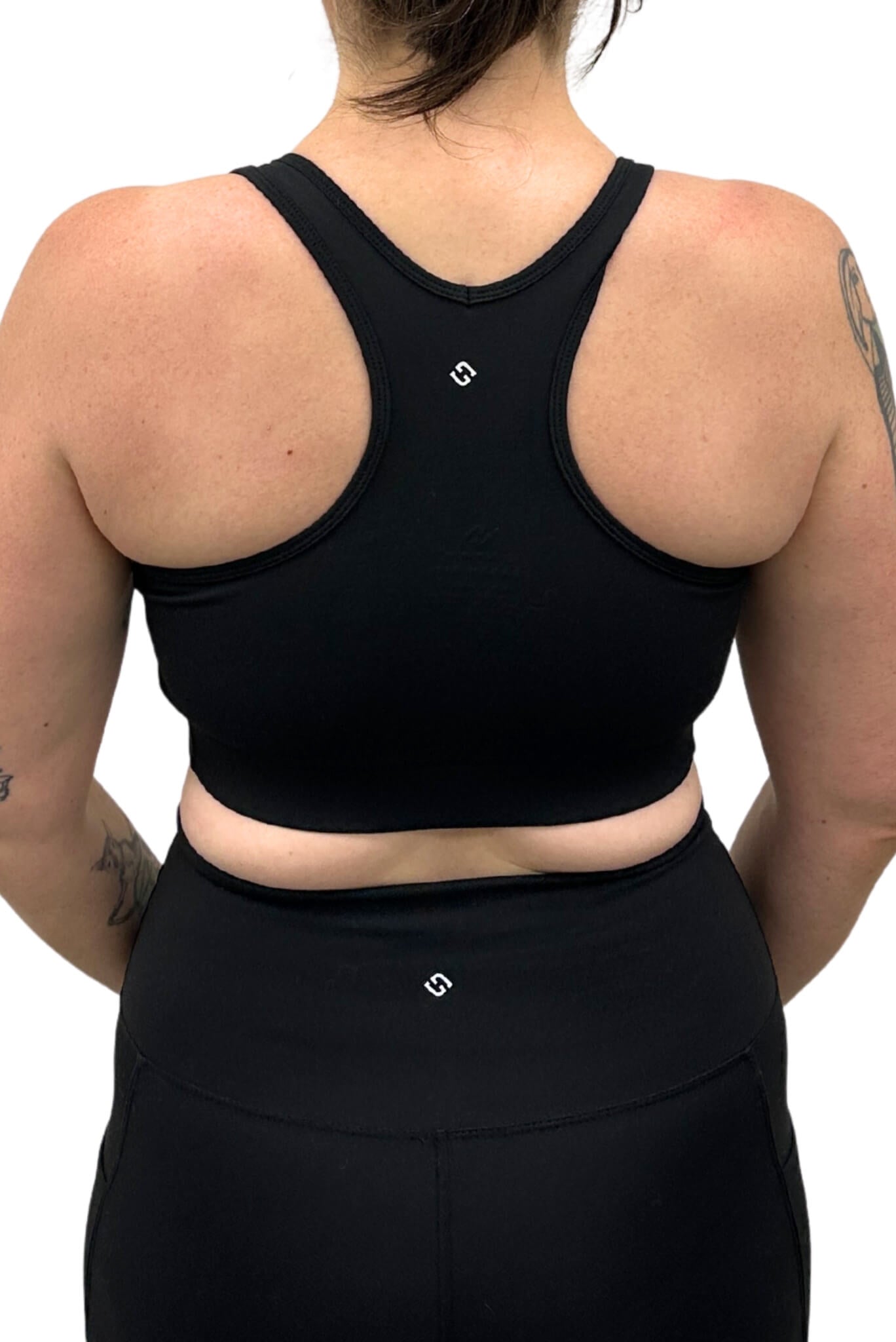 Back view of Superfit Hero V-Neck Sports bra in size Large, color Black