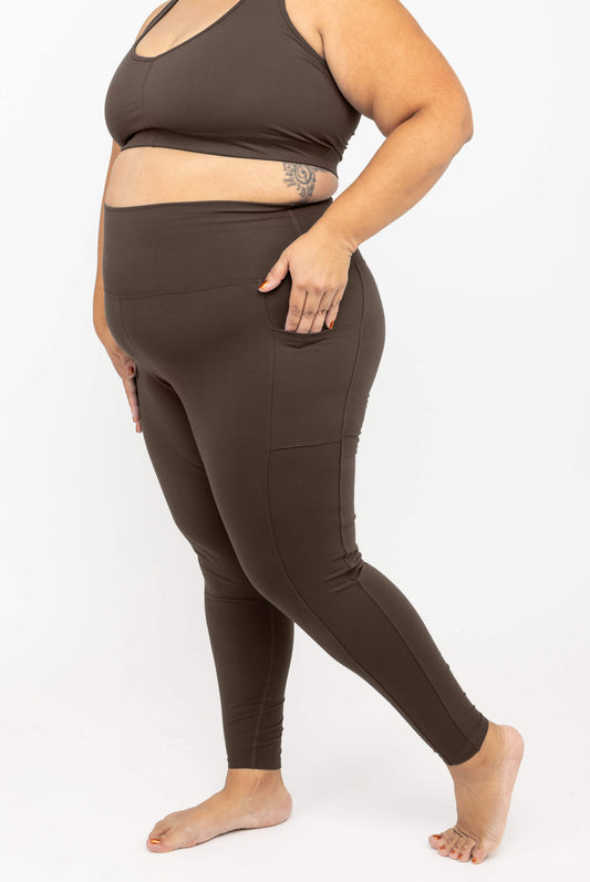 SuperHold 7/8 leggings with pocket, size 2X, Chocolate Brown