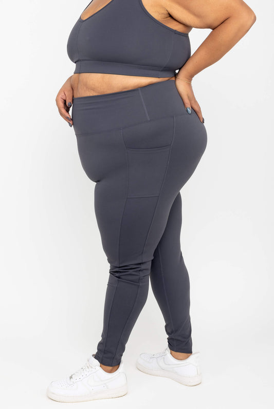 Profile view of Superfit Hero SuperHold™ Ankle Leggings, color Carbon, Size 3X