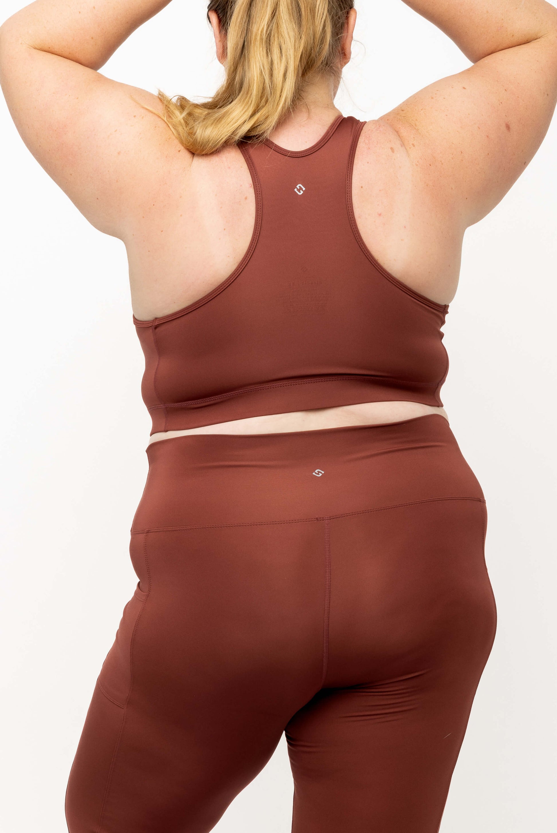 Back view of Cinnamon SuperCool Racerback Sports Bra size 2X