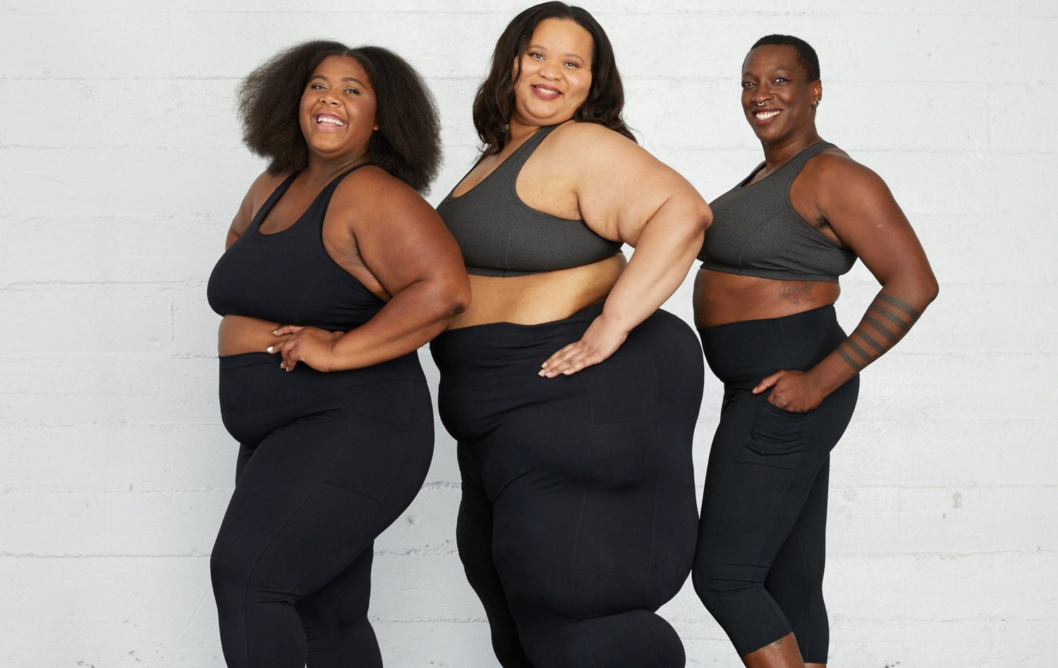 Three models wearing SuperHold Compression leggings 