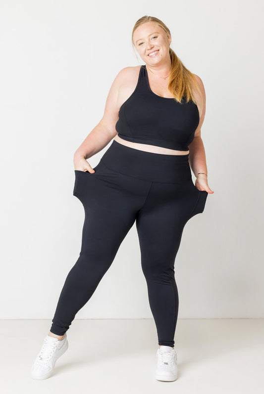 MEJING Plus Size Workout Leggings for Women with Pockets Black