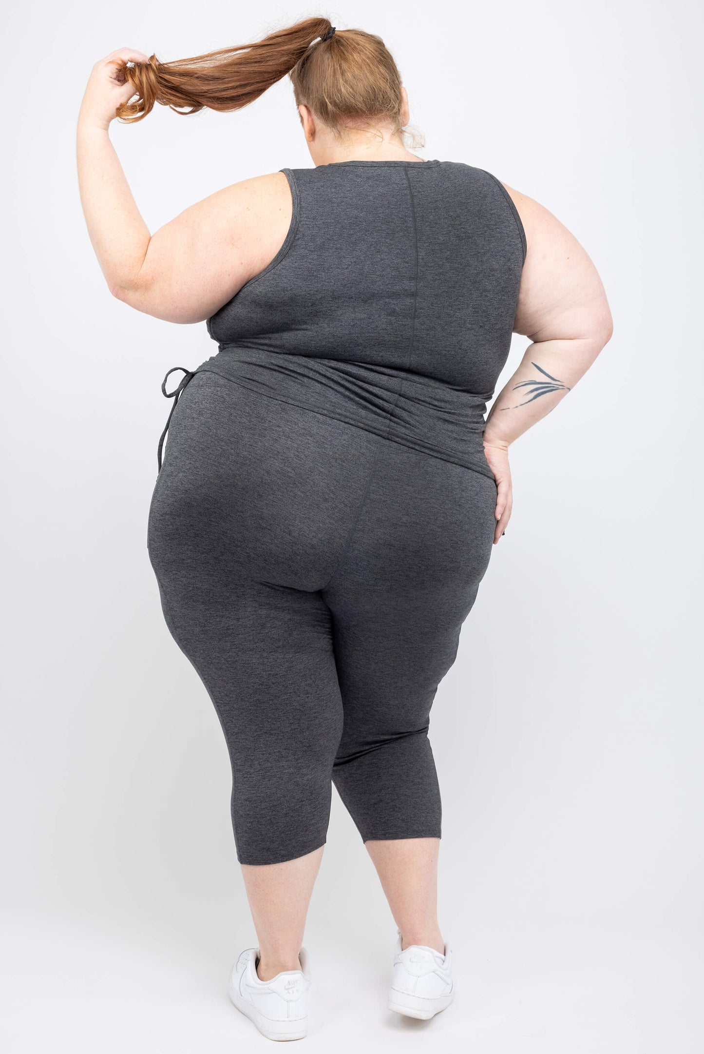 Back view of plus size supersoft capris and matching tank top size 5X