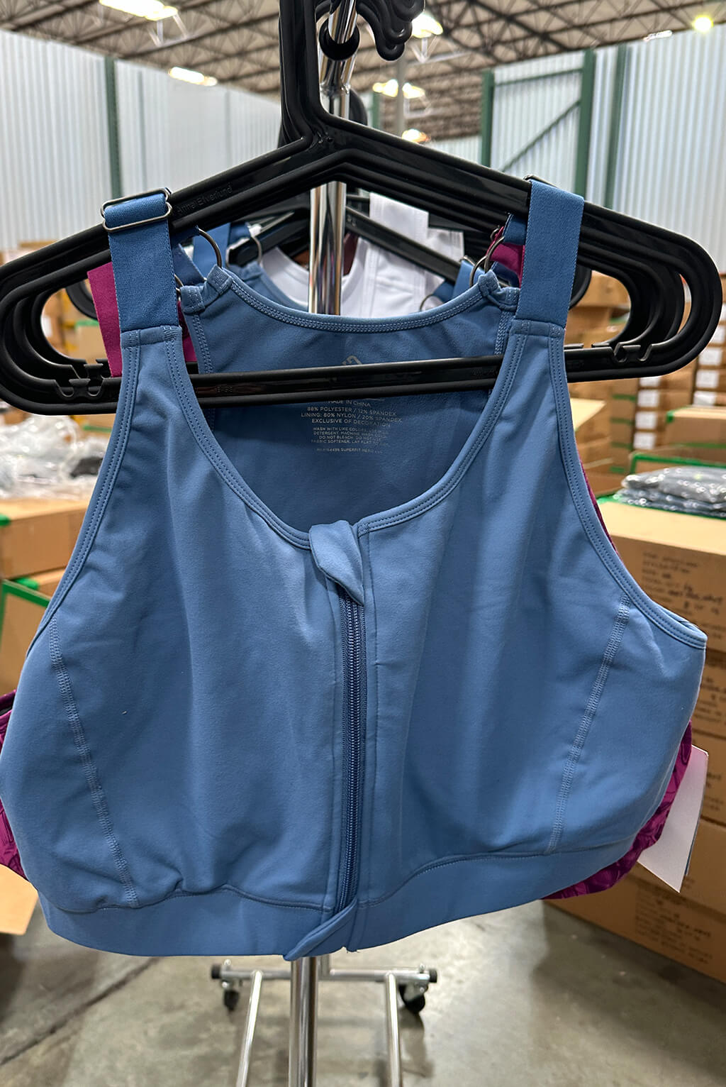 sample sale zip bra blue