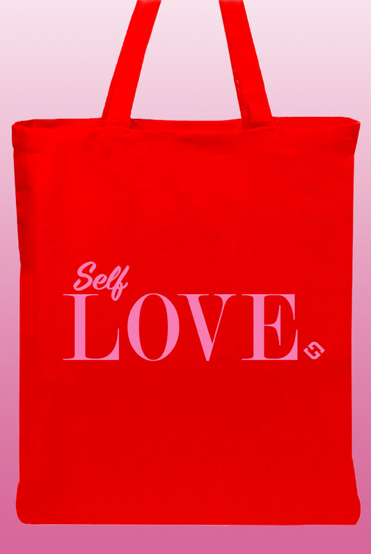 Red Cotton Tote Bag, Valentines Day, Galentines Day, Self Love, Plus Size