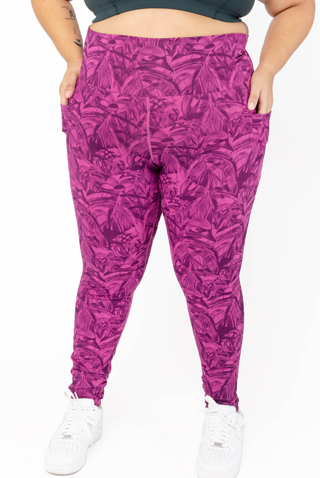 plus size leggings with pockets, front