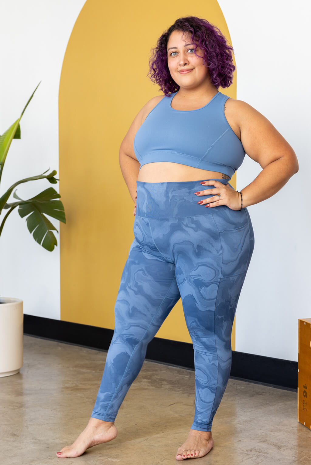 plus size leggings with pockets, colorful prints, front