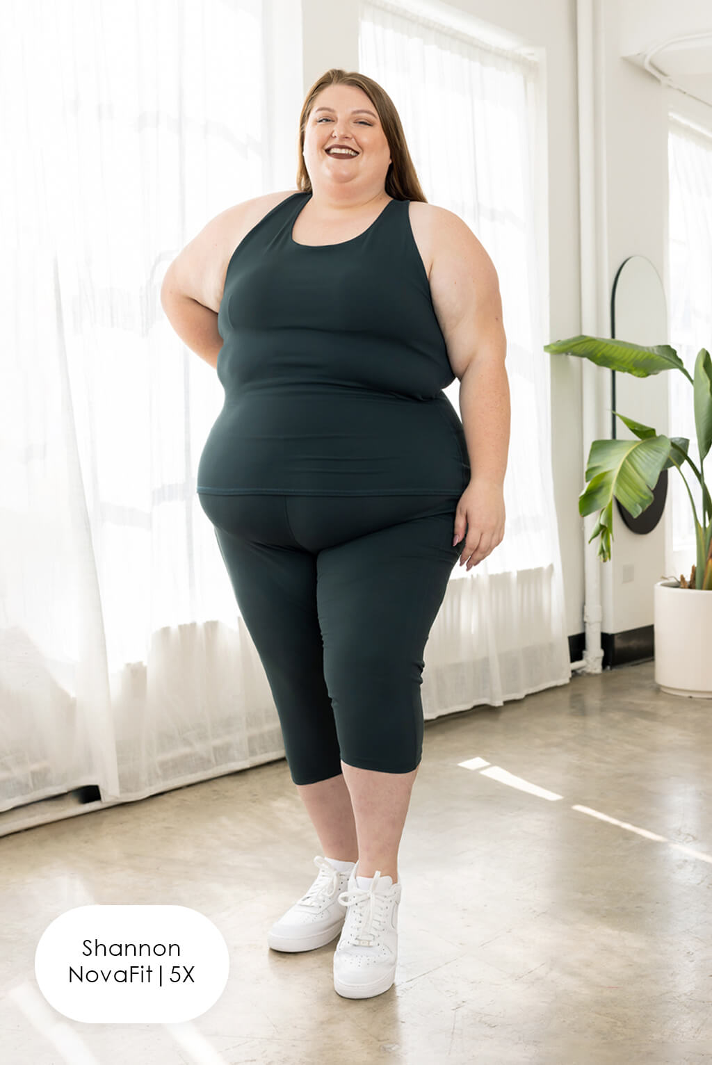 plus size compression tank top with built in bra, evergreen