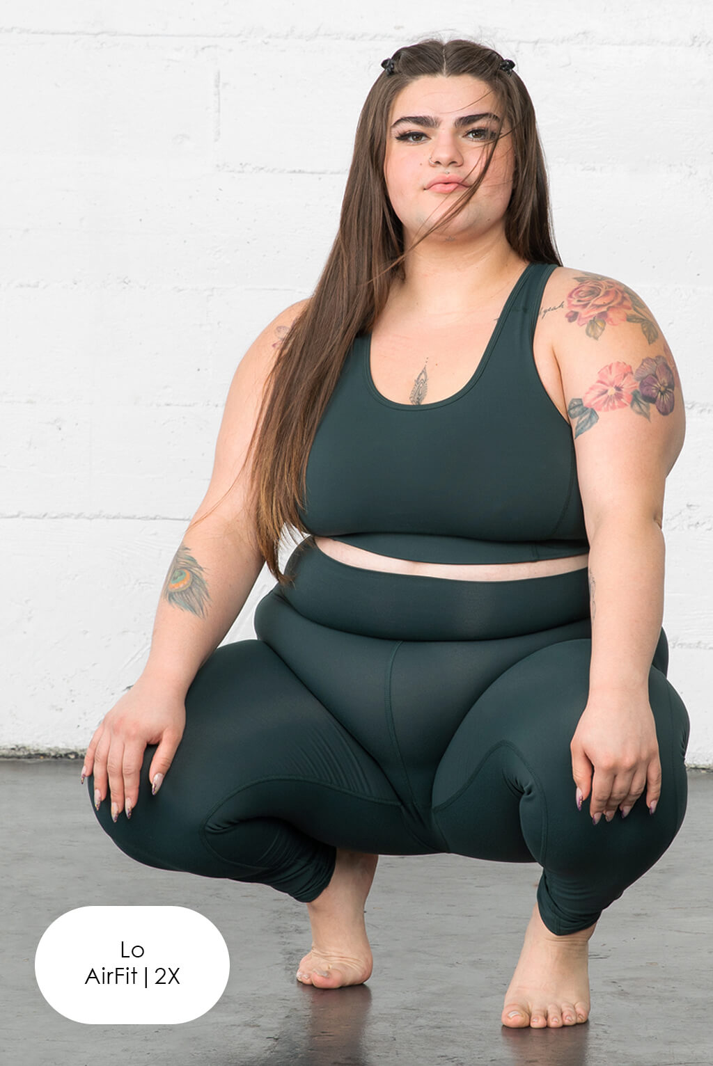 Plus Size Leggings with Pockets in Evergreen_squat proof for the gym